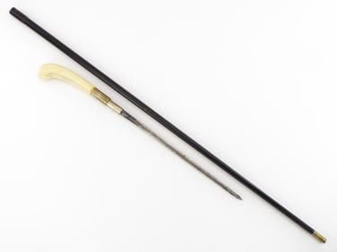 Antique Sword Cane FINE Carved Handle