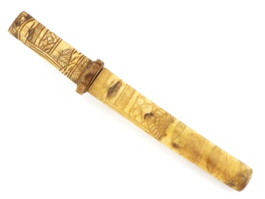 Antique Japanese Carved Bone Tanto Dagger