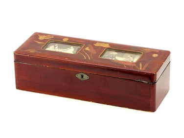 19th C. Japanese Jewelry Box With Family Photographs