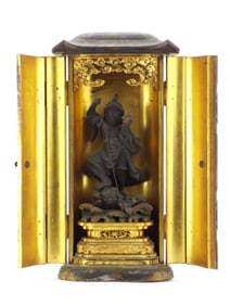 Japanese Buddhist Miniature Shrine of Bishamonten