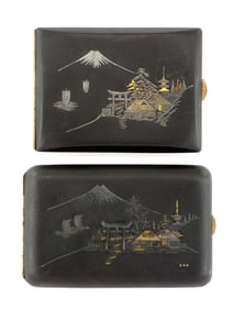 Lot of Antique Japanese 24K Gold Inlaid Cigarette Cases
