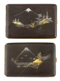 Lot of Antique Japanese 24K Gold Inlaid Cigarette Cases