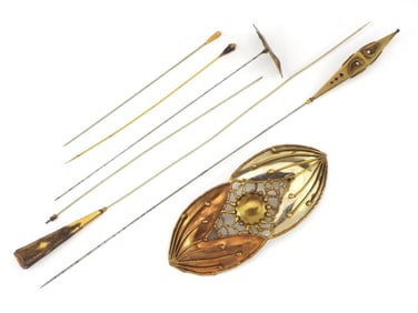 Antique Japanese Assorted Brass Hairpins