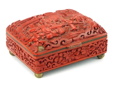 19th C. Chinese Cinnabar Box With People and City