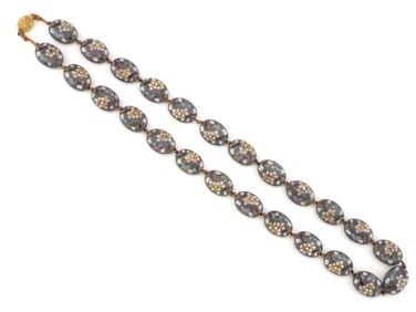 Antique Chinese Cloisonne Necklace with 14K Gold Clasp