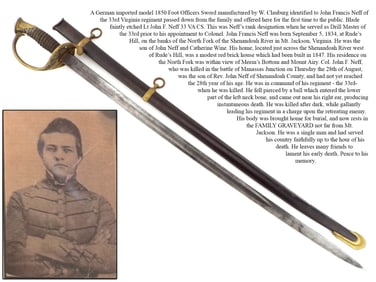 Historic KIA Confederate Sword – Col. John F. Neff - 33rd Virginia