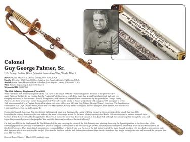 Presentation M1860 Staff and Field Officer Sword to Colonel GUY GEORGE PALMER