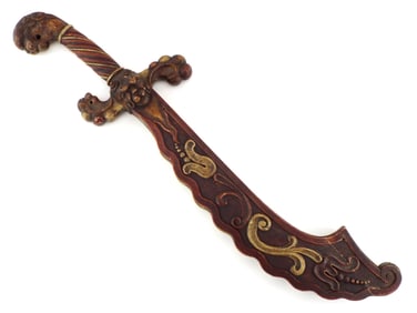 18th C. European Masonic Fraternal Ceremonial Carved Wood Sword