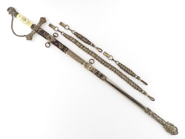 Antique American 19th C. Masonic Fraternal Presentation Sword, FINE Hilt