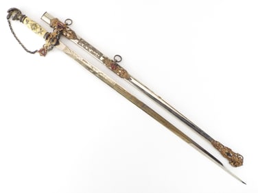 Antique American 19th C. Masonic Fraternal Presentation Sword, FINE Hilt