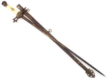 Antique American 19th C. Masonic Fraternal Presentation Sword, FINE Hilt