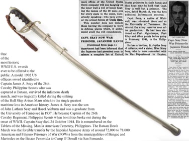 Historic Bataan Death March and Hell Ship Casualty Sword.