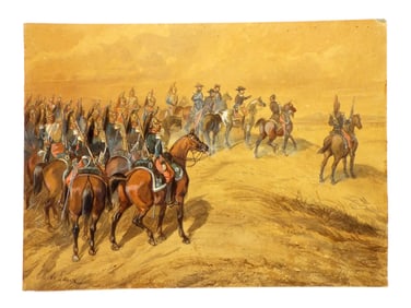 DRAGOONS READY FOR ATTACK Painting by Charles de LUNA