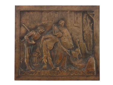 Antique Early 19th. C. Bronze Wall Plaque Le Mercredi Des Cendres