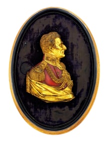 19th Century Gilt Bronze Plaque of DUKE of WELLINGTON in Oval Frame