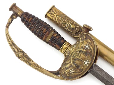 Napoleonic French General Sword, Gilt Brass Guard With 3 Silver Stars