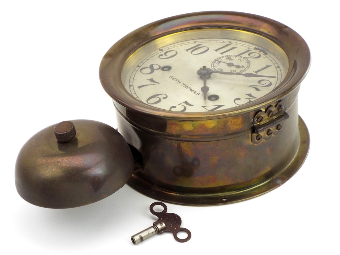 Antique Seth Thomas Brass Ships Bells Clock (1 of 16)