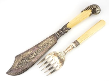 Victorian Hallmarked Serving Fish Knife And Fork Set