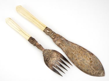 Victorian Hallmarked Serving Fish Knife And Fork Set