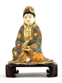 Antique Chinese Porcelain Seated Lady Figure