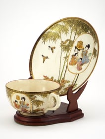 Antique Japanese Hand-painted Geisha Tea Cup and Saucer Asian