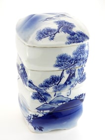 Japanese Stacked Porcelain Boxes In Three Sections