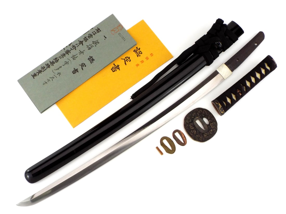 Japanese Samurai Black Wakizashi Uda Koto Muromachi PAPERED (1 of 20)