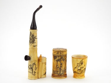 19th Century FINE Bone Japanese Carvings