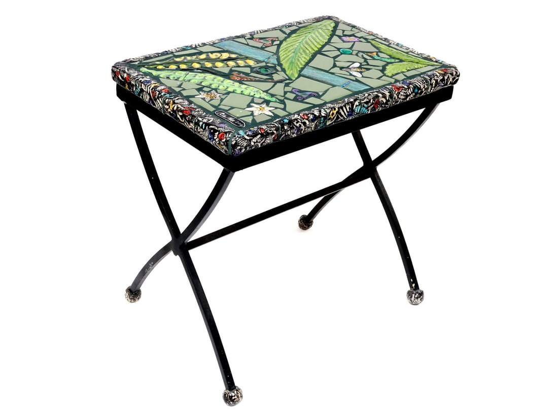 Carlos Alves Miami Mosaic Ceramic Table: Carlos Alves is an internationally recognized artist known primarily for his ceramic, mosaic, metal, and glass site-specific installations in the public art arena as well as residential and commercial