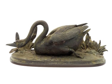 Antique Large Bronze Sculpture of the Swan