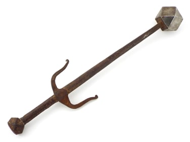 Antique Chinese Iron Helmet Crusher Battle Mace