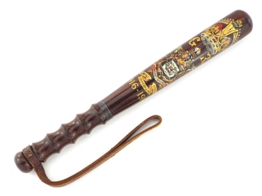 British 19th. C. Gilt Decorated Carved Wood Police Truncheon
