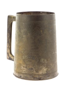 Heavily Decorated Brass Mug Made from WWII Battlefield Pick Ups