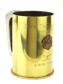American WWII Presentation Brass Mug Made Out of Shell