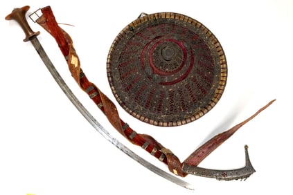 18-19th C. Ethiopian Islamic Massive SHOTEL Sword with Shield