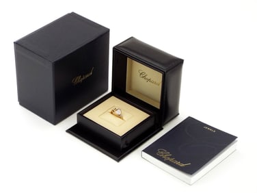 NEW CHOPARD Happy Hearts 18K Rose Gold Diamond Ring