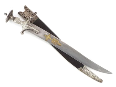 Museum grade 19th C.Silver Indian Sossun Pata sword made for a boy