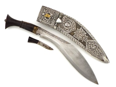 Fine 20th Century Silver Mounted Military Grade British Regimental Kukri Dagger