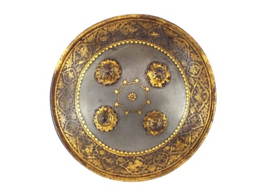 Incredible Indo-Persian WOOTZ Steel Gold Koftgari BUCKLER Shield