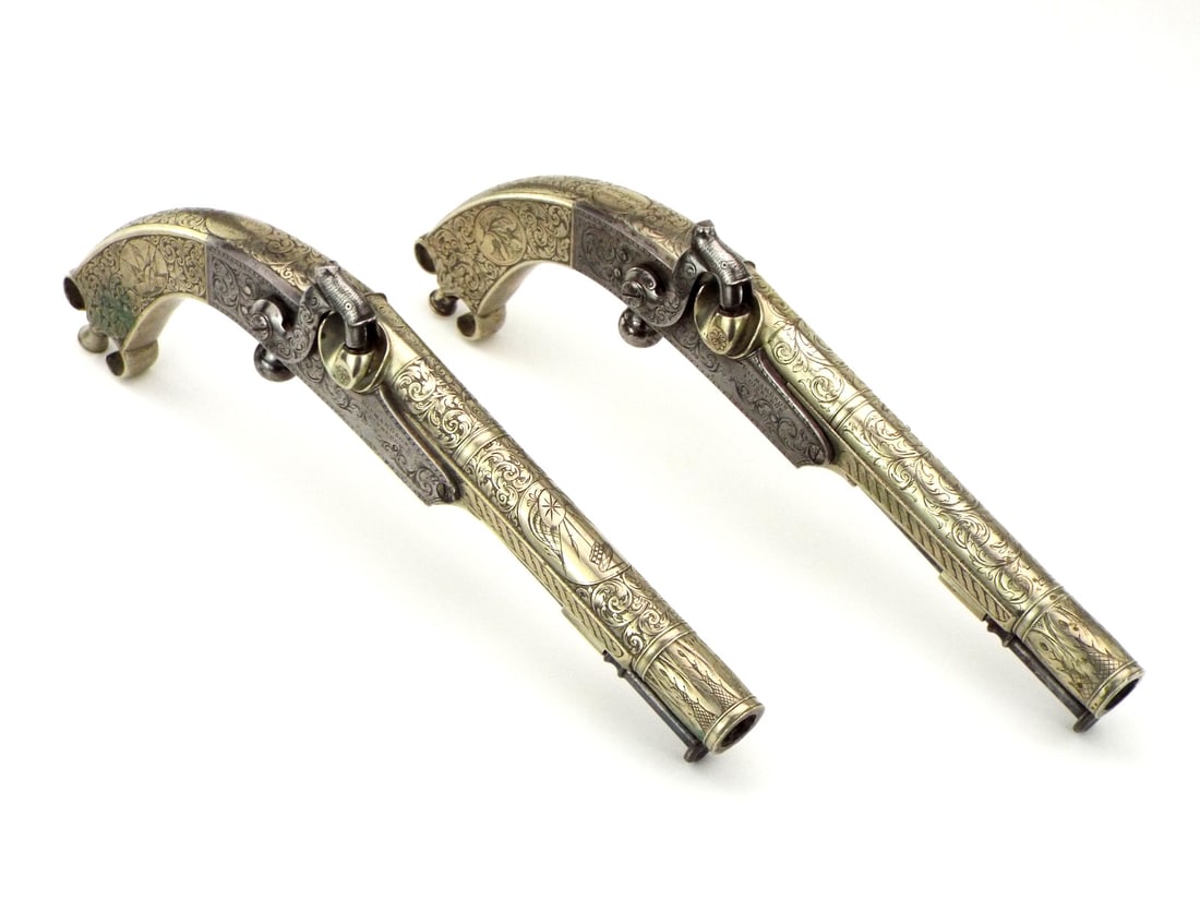Superb Quality Pair Of 1850s Scottish Highland All-metal Percussion Belt Pistols (1 of 20)