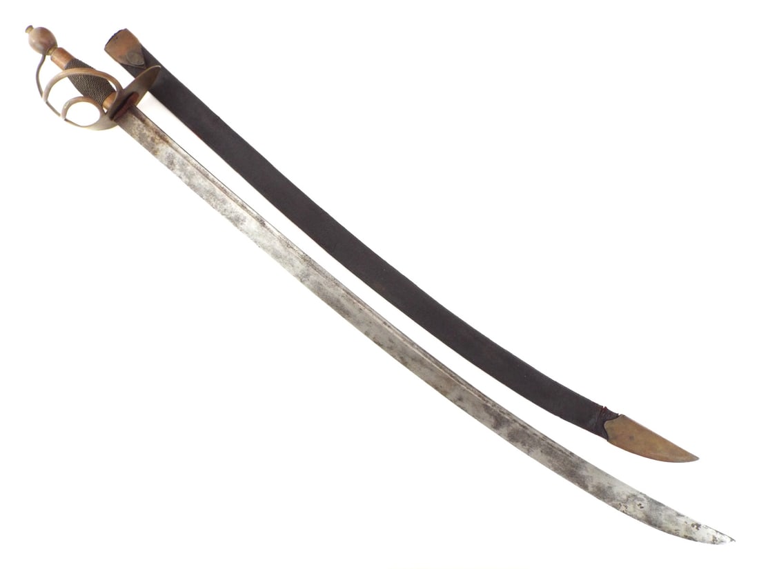 Large American MADE Revolutionary War Horseman Saber Sword with INCREDIBLY RARE Leather Scabbard (1 of 17)