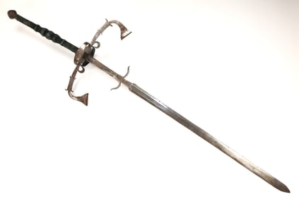 Huge German Landsknecht Two-handed Sword Hand Forged Blade Inscribed to Both Sides.