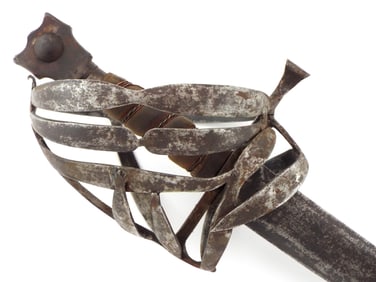 Early 17th C. Italian Schiavona Basket Hilted Sword