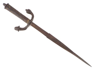 An extraordinary 16th century medieval armour piercing left handed dagger