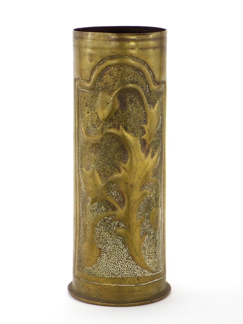 WWI to WWII era Trench Art Artillery Shell Art Vase (1 of 10)