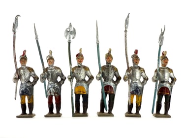 Lot of 6 Early 20th C. French Metal Cast Toy Soldier