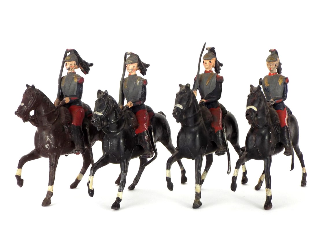 Lot of 4 Early 20th C. Britains Metal Cast Toys Soldiers: Lot of 4 Early 20th C. Britains Metal Cast Toys Soldiers