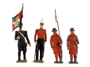 Lot of 4 Early 20th C. Britains Metal Cast Toys Soldiers