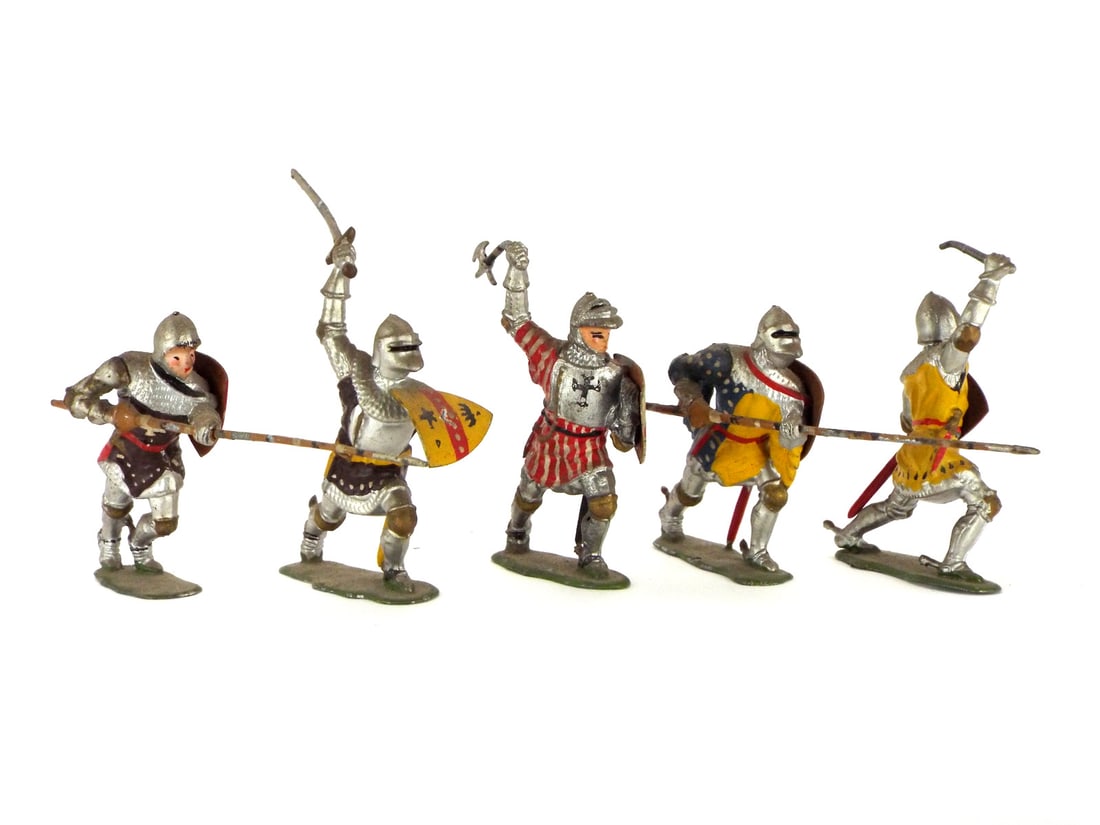 Lot of 5 Early 20th C. Britains Metal Cast Toys Soldiers: Lot of 5 Early 20th C. Britains Metal Cast Toys Soldiers