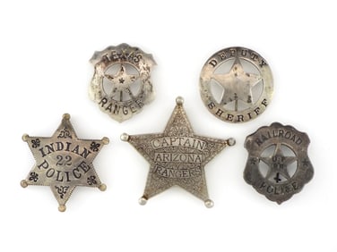 Lot of 5 Law Enforcement Badges